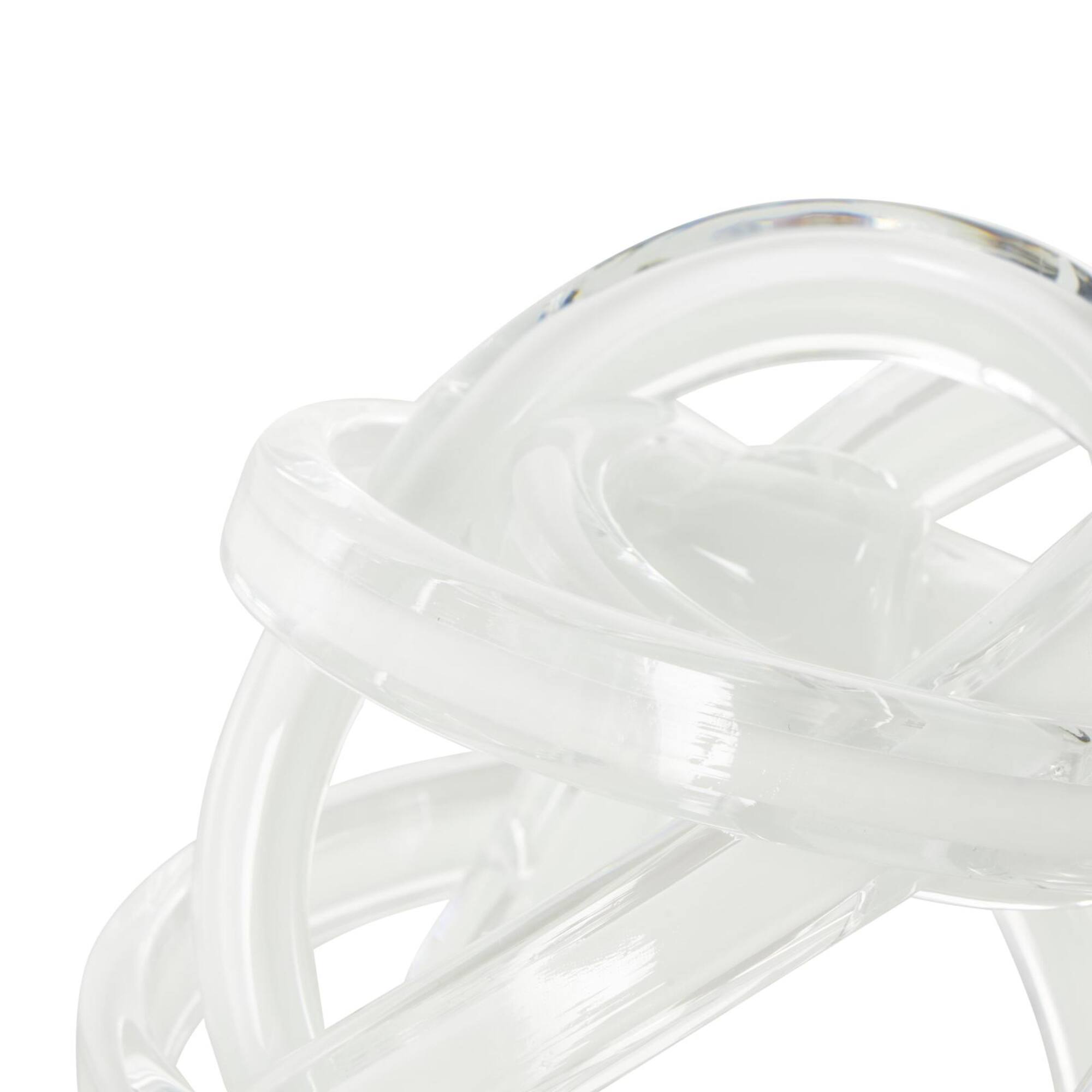 7" White Glass Knot Twisted Sculpture